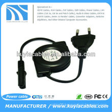 Europe 2pin retractable power cord for digital camera laptop